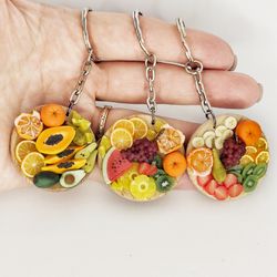 Keychain with decor, accessory with fruit decor, gift for him, gift for her, gift idea, exclusive keyrings with decor