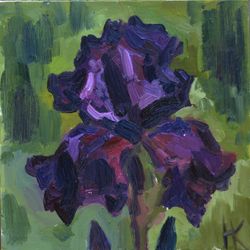 irises painting, oil painting, flowers painting, oil art, pink roses art