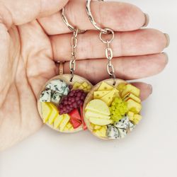 keychain with decor, gift for him, gift for her, gift idea, keychain with cheese, keyrings with decor, bag decor