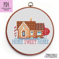 Home sweet home cross stitch pattern PDF , candy house cross stitch , small house cross stitch for beginners, home chart