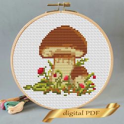 Cute mushroom pattern cross stitch, easy embroidery DIY