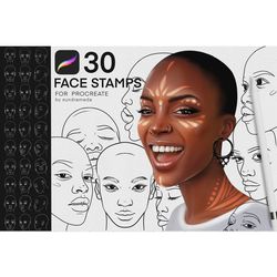 30 African Face Stamp for Procreate