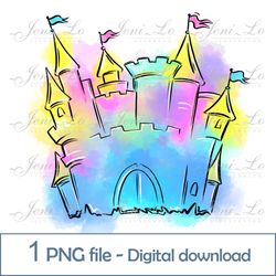 Princess Castle 1 PNG file Rainbow Castle Clipart Bright colors Sublimation Rainbow design Digital Download
