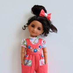 Embroidered jumpsuit forRuby Red Fashion Friends doll and dolls of similar size.