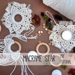 Macrame Star Pattern, Macrame Snowflake, PDF Tutorial, DIY Macrame, Macrame Beginner Pattern