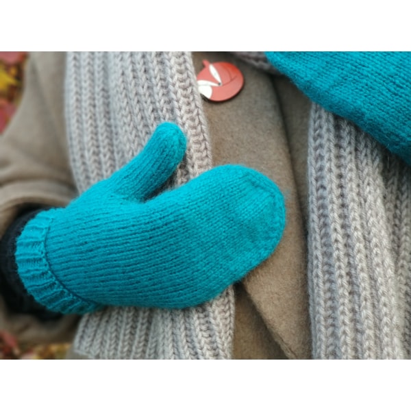 Moheir blue color women handknitted mittens Christmas gift for her