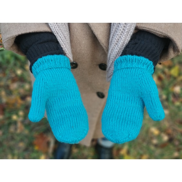 Moheir blue color women handknitted mittens Christmas gift for her