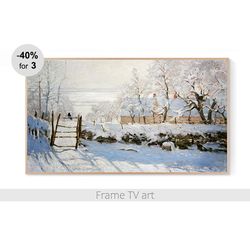 Frame TV Art download, Frame TV Art painting, Frame TV art Monet, Frame TV art landscape vintage winter Christmas | 289