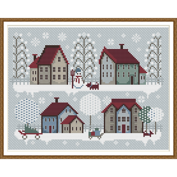 cross stitch pattern winter village.png