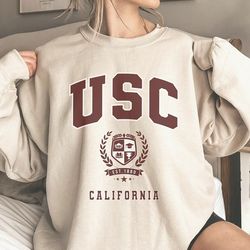 usc california university vintage sweatshirt, college school pullover shirt, preppy varsity alumni sweater