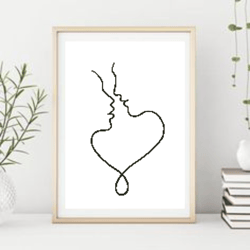 Silhouette couple cross stitch PDF pattern, Simple embroidery design, Valentine's day gift, Instant download, DIY