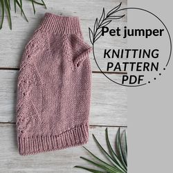 Cat sweater knitting pattern digital PDF Pets clothes knitting pattern Dog sweater pattern Jumper for cats knit pattern