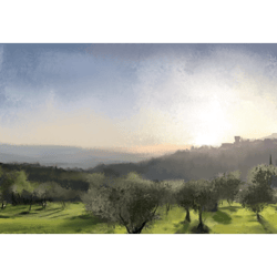 tuscany art digital landscape digital drawing italy art tuscany hills olive trees olive woods