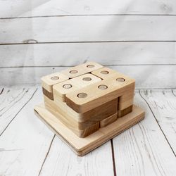 wooden puzzle - 3d sorter, wood montessori blocks stack board game, toddler toys age 2 3 4 5 year, waldorf preschool toy