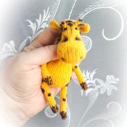 Knitted toy giraffe. Stuffed animal giraffe safari. Little soft toy giraffe. Handmade giraffe toy. Animal giraffe gift.