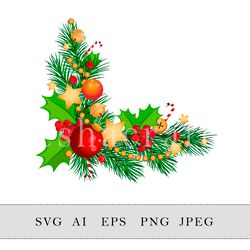 christmas frame with fir branches, candy canes and garland