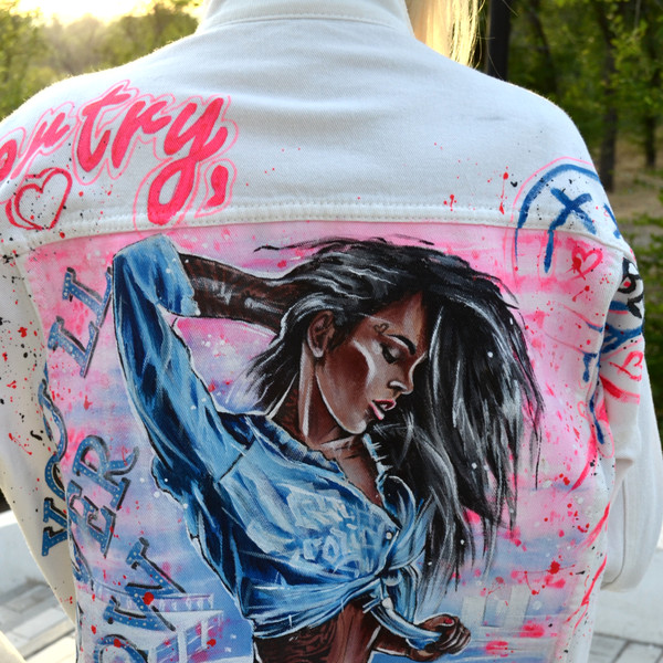hand painted women jacket-jean jacket-denim jacket-girl fabric clothing-designer art-wearable art-custom clothes 9.jpg