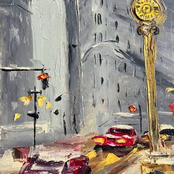Original oil art NYC Painting New York Impressionist Small Painting Cityscape