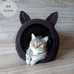 crochet cat house, cat furniture, crochet cat cave, handmade cat lover gift, crochet pdf pattern, cat basket, cat cave