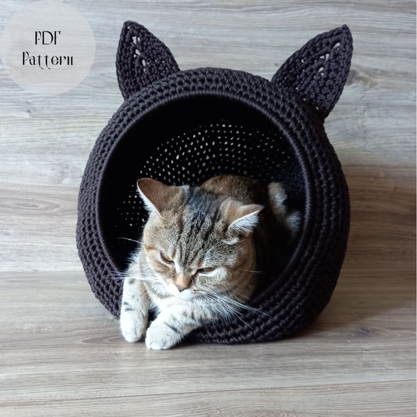 Crochet cat house, Cat furniture, Crochet cat cave, Handmade | Inspire ...