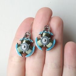 Cyberpunk earrings recycled Futuristic earrings wire wrapped Geek earrings cybertech