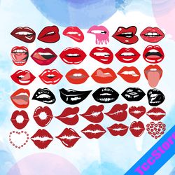 Lips SVG, Kiss SVG, Lips Print Svg, Red Lips Svg, Dripping Lips Svg, Mouth Svg,  Cricut, Silhouette, Cut File