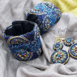 Boho jewelry set bracelet cuffs with earrings embroidered Luxery Jewelry set Folk Bohemian Style