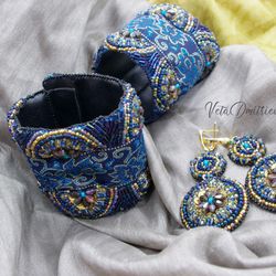 boho jewelry set bracelet cuffs with earrings embroidered luxery jewelry set folk bohemian style