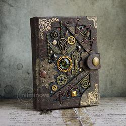 steampunk notebook brown blank journal "by the wings of time" groomsmen journal boyfriend hardcover journal vegan diary