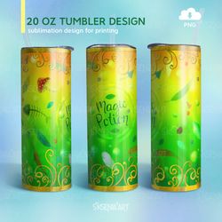 20 oz skinny tumbler design sublimation for halloween, magic potion, png download