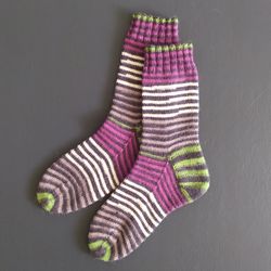 Winter striped womens socks