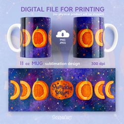 11oz Mug Sublimation Designs with Pumpkins, PNG JPEG File Digital Download