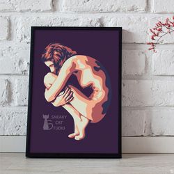 Girl hugging her knees - Light box template | DIY | Handmade | 3D Papercraft (Digital PDF)
