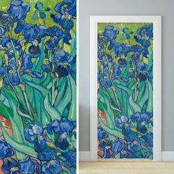 Doorway curtain Irises Vincent van Gogh art blue bead string curtains for privacy, room divider, fly door curtain