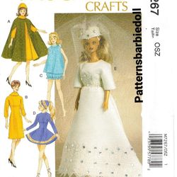 PDF Copy Sewing Pattern MC Calls 7267 Clothes for Barbie and Dolls 11 12 inch