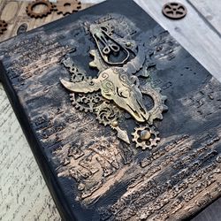 Grungy notebook for sale Large steampunk journal blank Dark grunge grimoire Custom journal for sale