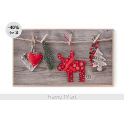 samsung frame tv art christmas, frame tv art winter moose, frame tv art holiday, frame tv art digital download 4k | 206