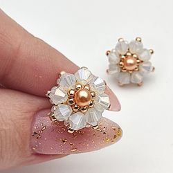 seed bead stud earrings crystal earrings handmade beaded jewelry stud beaded earrings