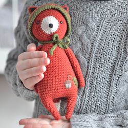 Crochet fox toy, handmade plush animal, stuffed toy