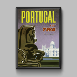 Portugal vintage travel poster, digital download