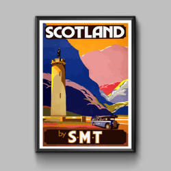 Scotland vintage travel poster, digital download