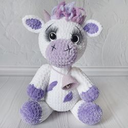 Purple Milky Cow, crochet milk cow, cute farm animal