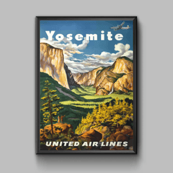 Yosemite vintage travel poster, digital download