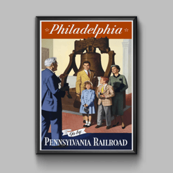 Philadelphia vintage travel poster, digital download