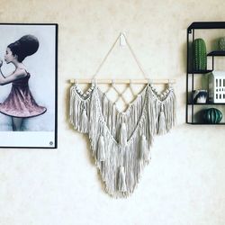 Large Macrame Wall Hanging, Wall Tapestry, Macrame Wall Hanging with tassels, Woven Wall Art, Hygge Macrame Mural,