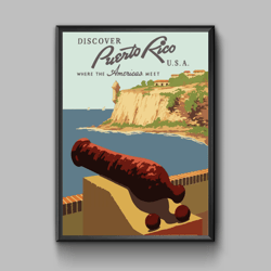 Puerto Rico vintage travel poster, digital download