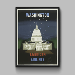 Washington vintage travel poster, digital download