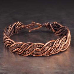 Unique wire wrapped copper bracelet for woman Healing bracelet Antique style handcrafted wire weave copper jewelry Art