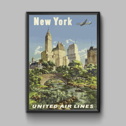 New York vintage travel poster, digital download