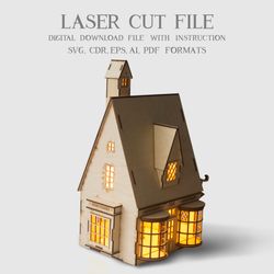 Honeydukes laser cut file, Harry Potter gifts,  DIY house, Vector download file 3mm